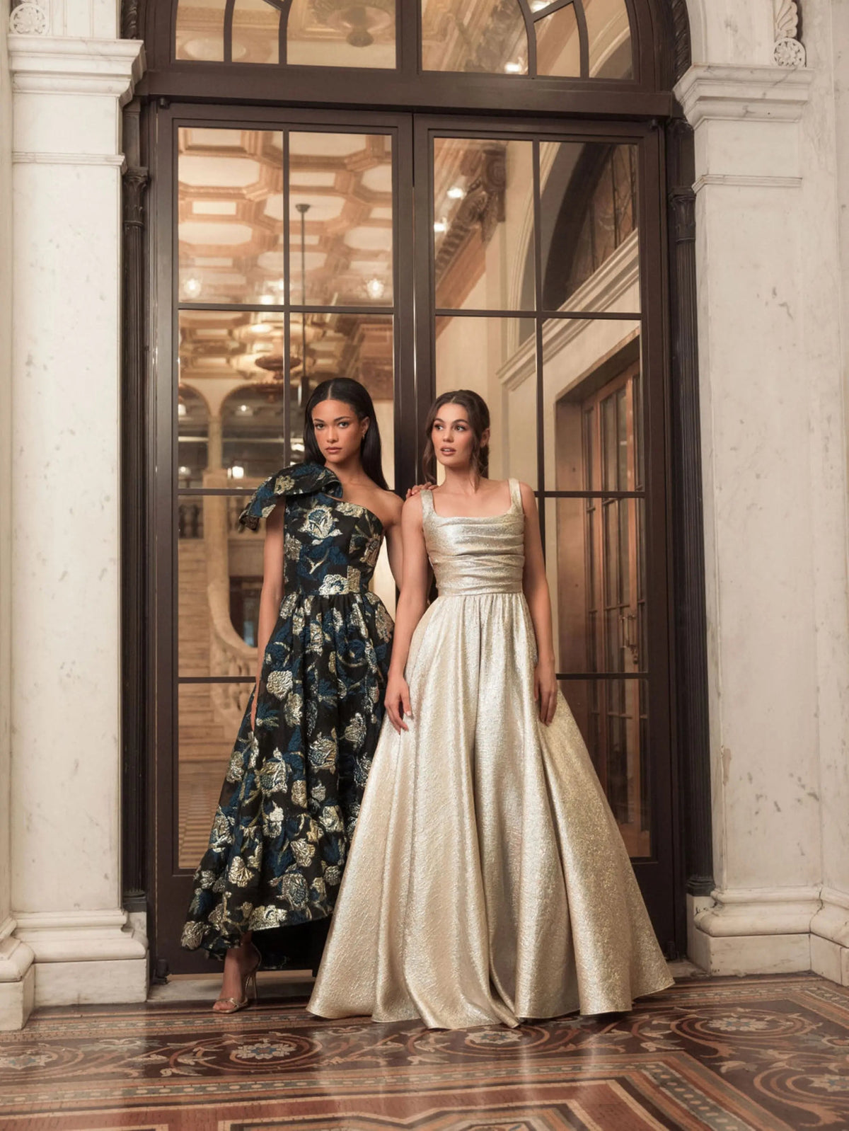 Gold Metallic Pleated Bodice Ball Gown