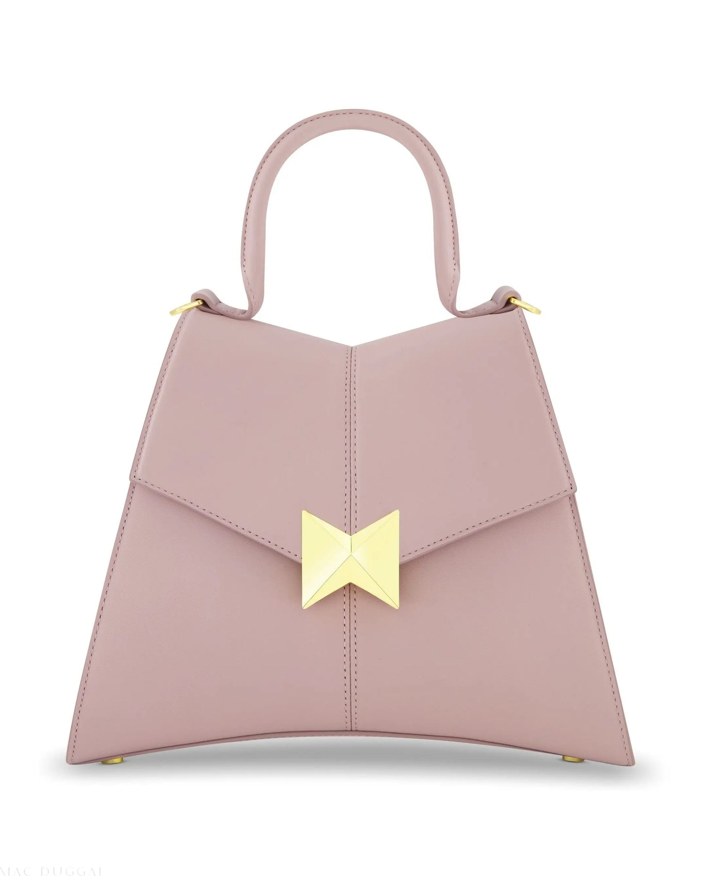 Purple Medium Angular Leather Handbag With Gold Hardware
