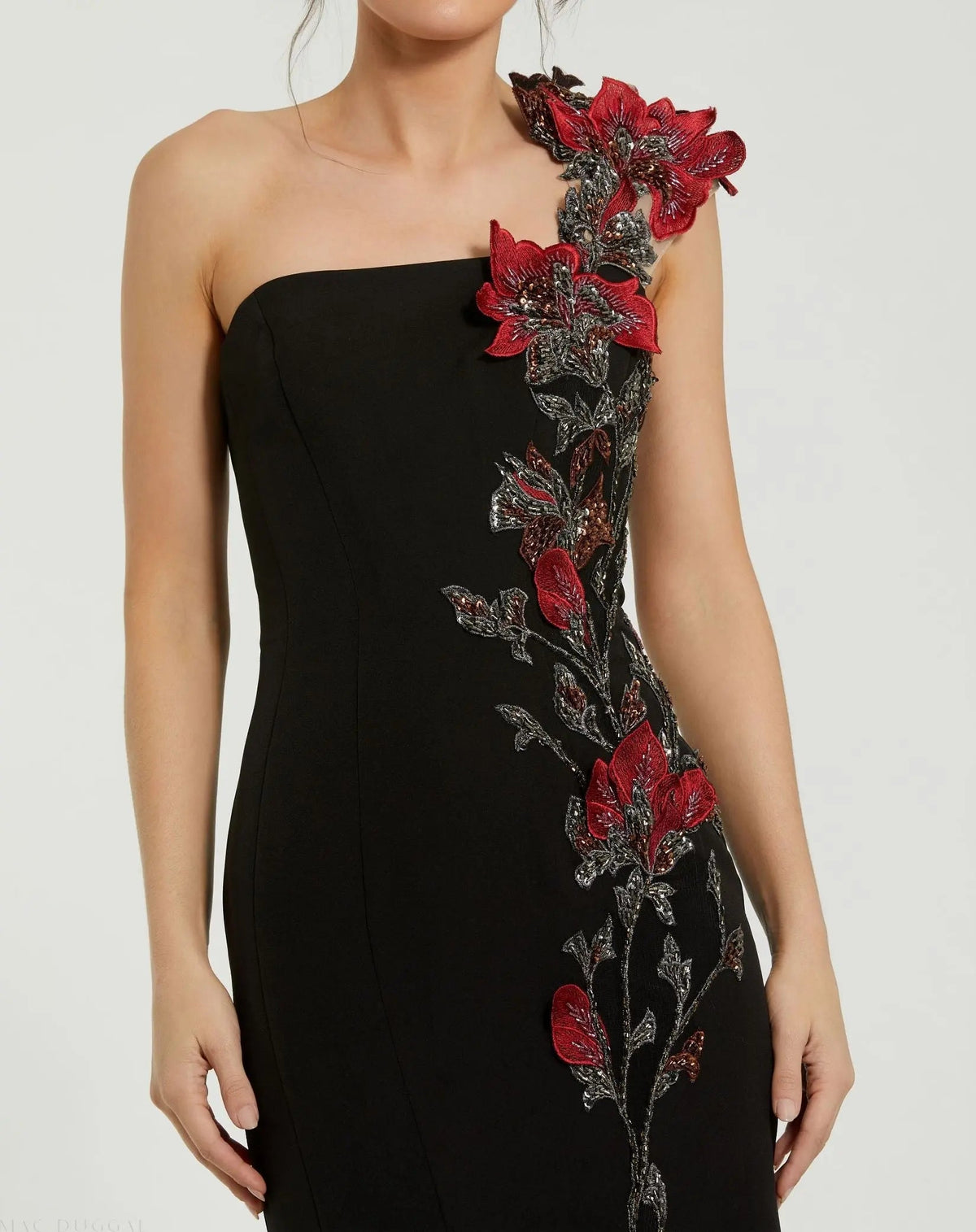 Black Off The Shoulder Embroidered Mermaid Gown
