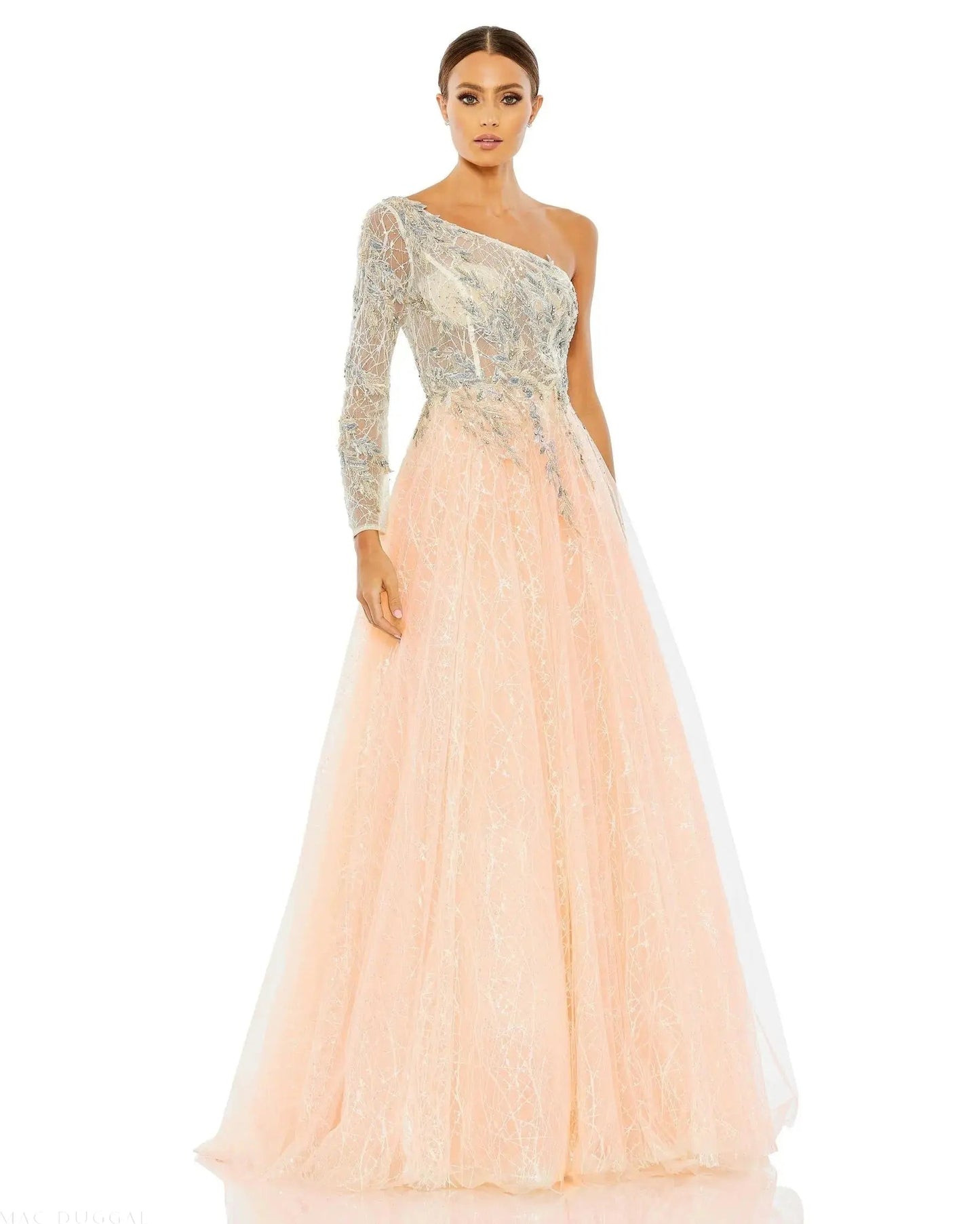 Embroidered One Shoulder Bodice Ballgown - FINAL SALE