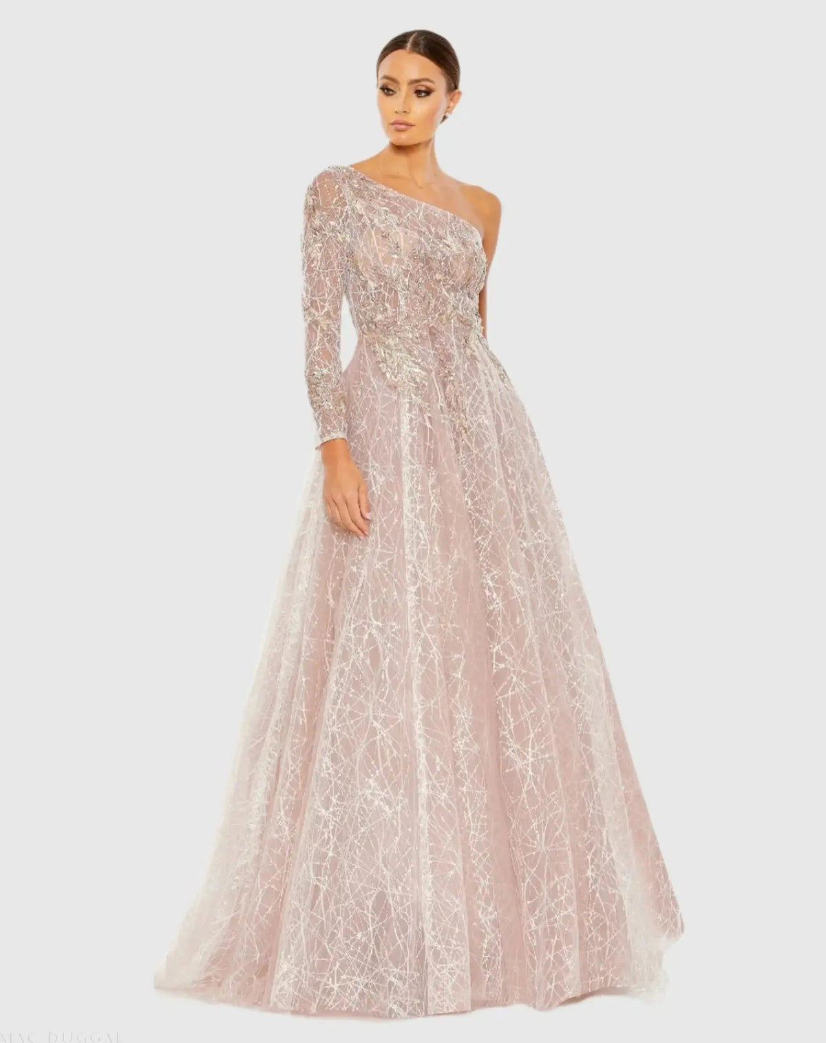Embroidered One Shoulder Bodice Ballgown - FINAL SALE