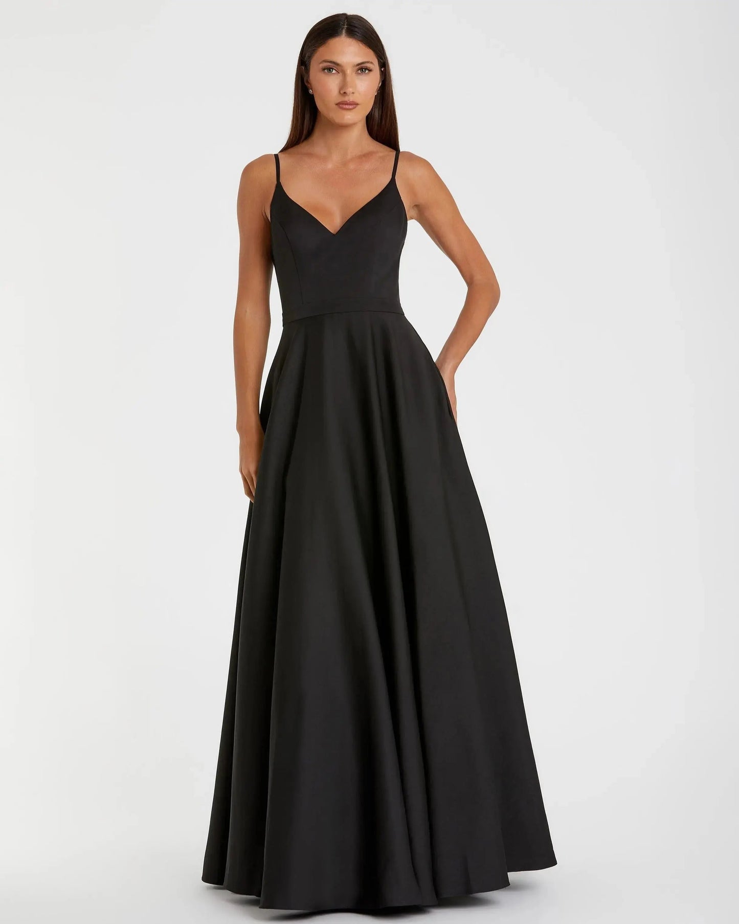 Black Classic A-Line V-Neck Ball Gown