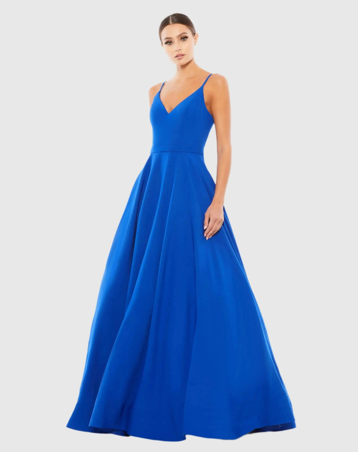 Blue Classic A-Line V-Neck Ball Gown
