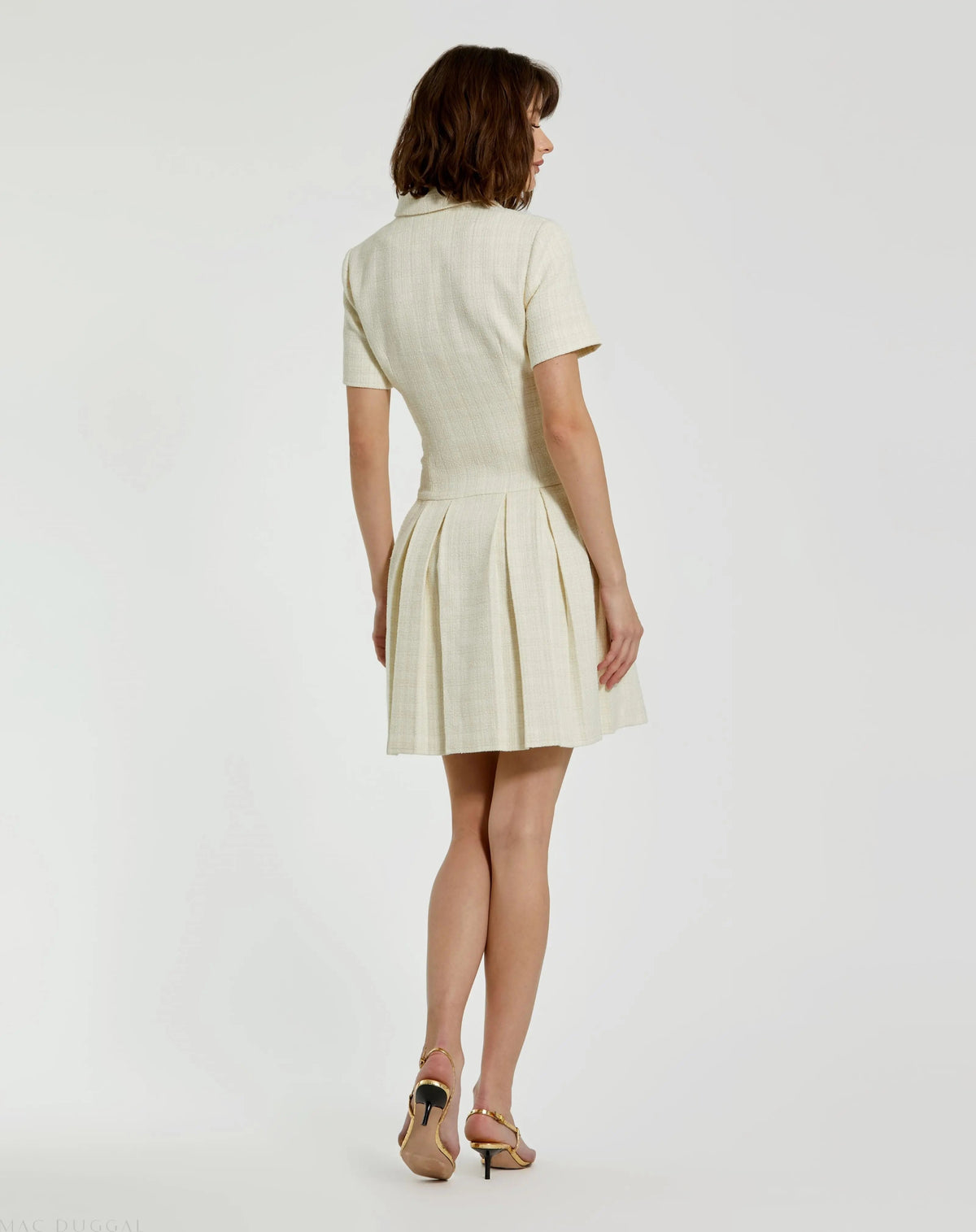 White Tweed Short Sleeve Blazer Mini Dress