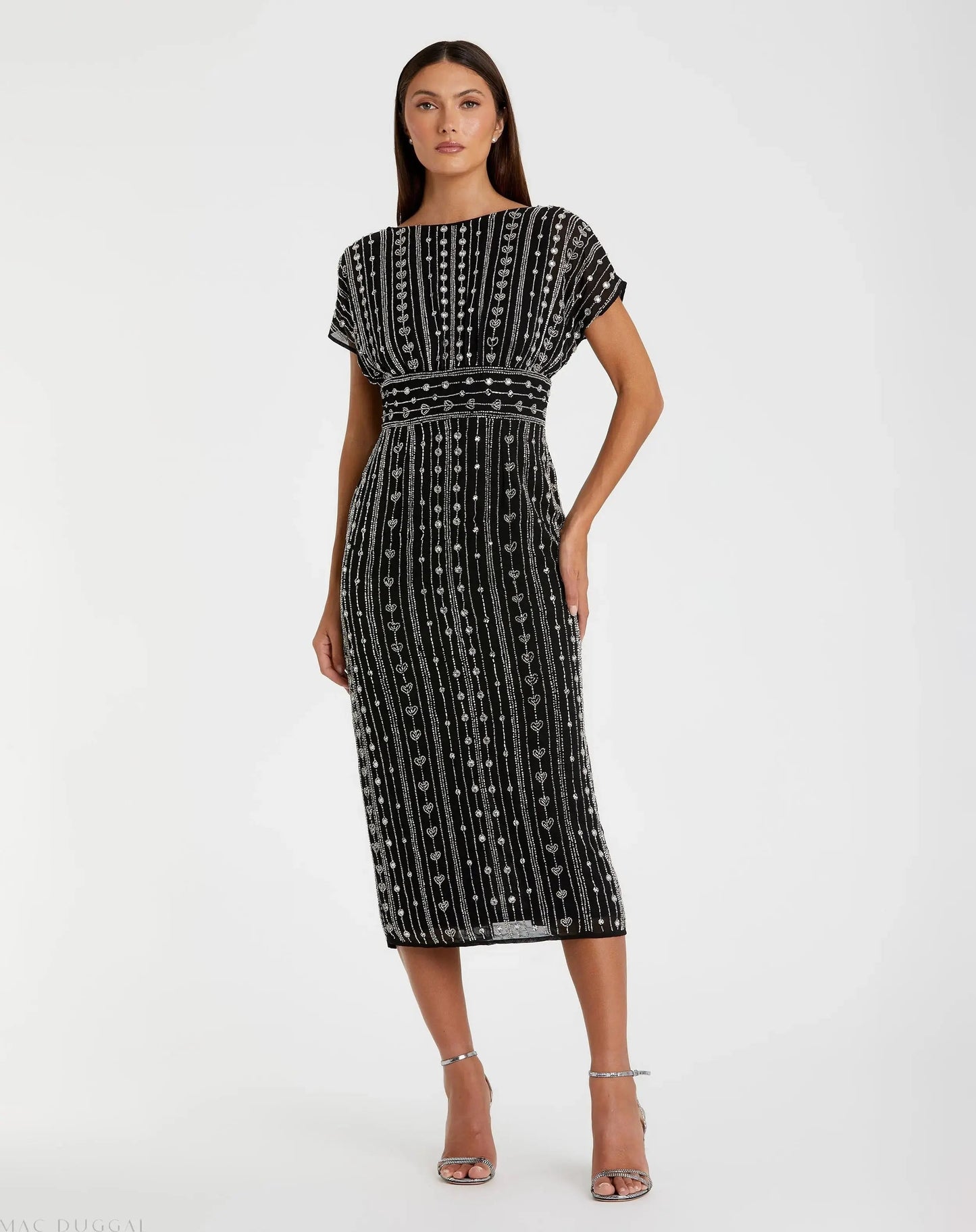 Beaded Cap Sleeve Sheath Dress
