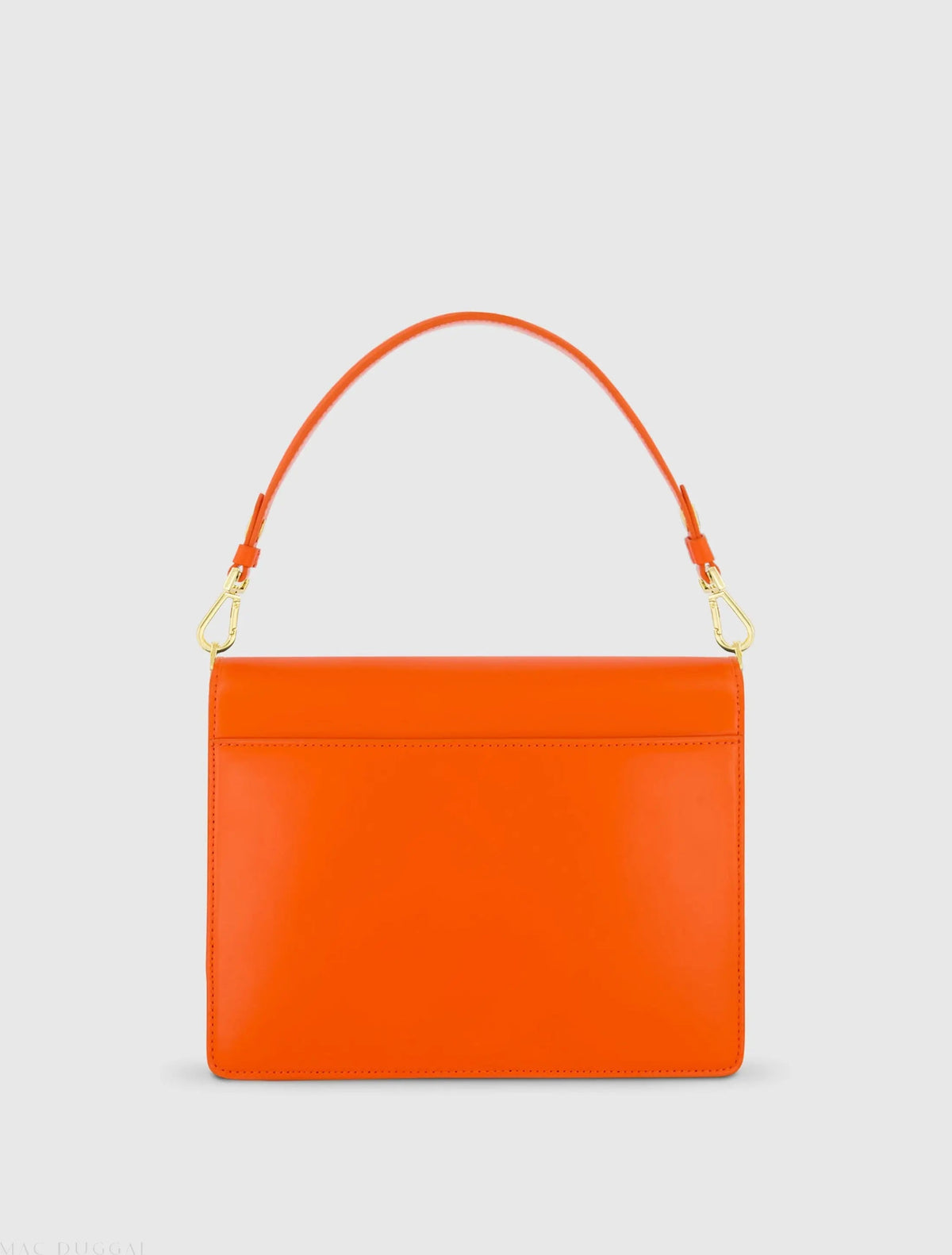 Orange Classic Leather Medium Shoulder Bag with Detachable Strap