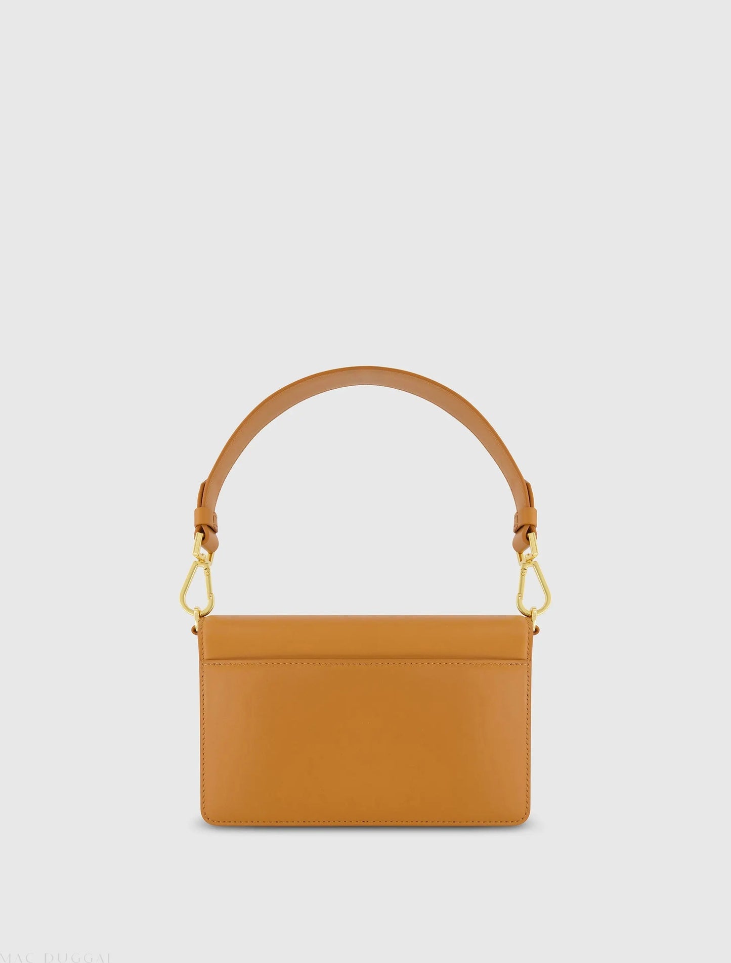 Brown Mini Leather Shoulder Handbag With Gold Hardware