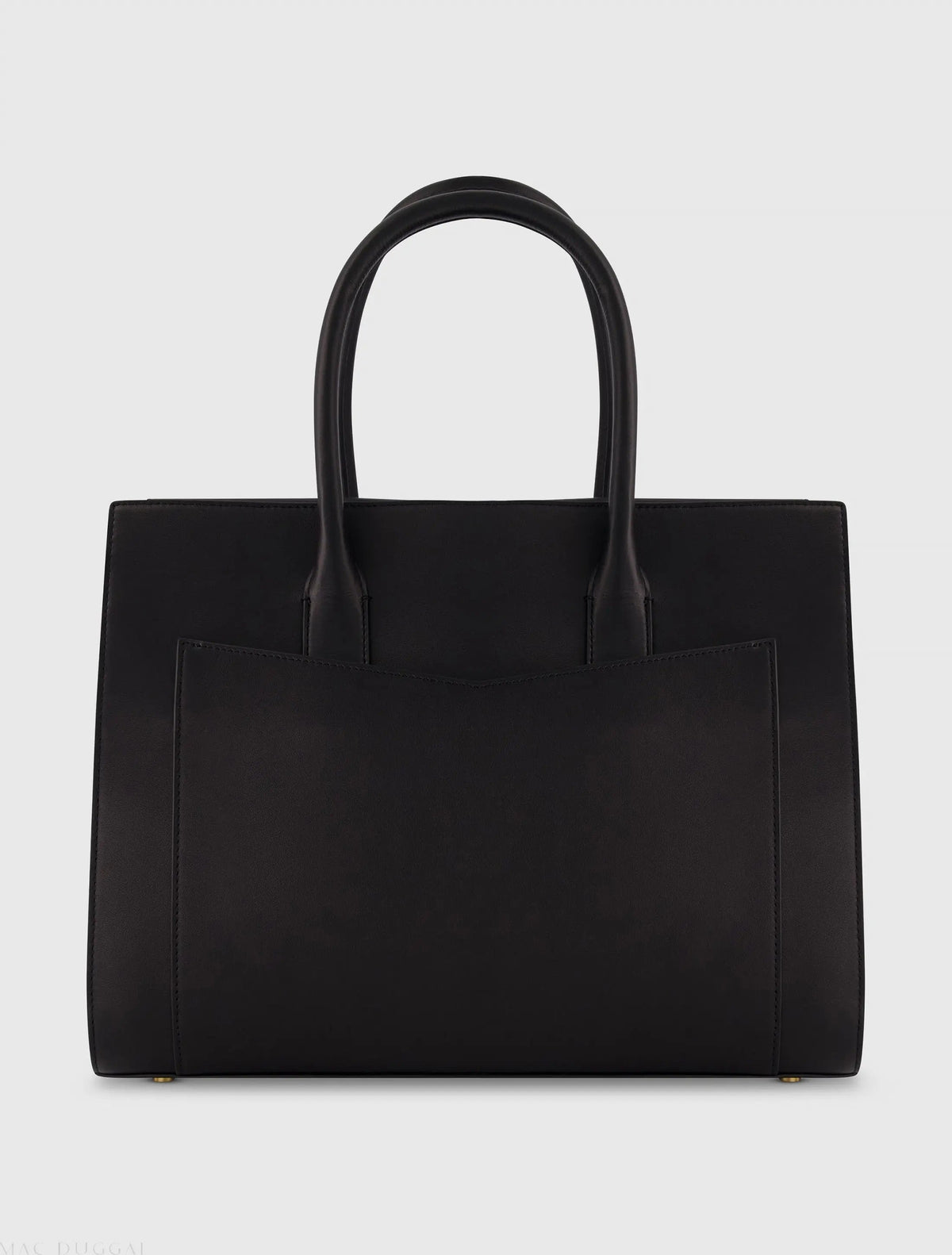 Black Large Leather Briefcase Bag With Gold Hardware