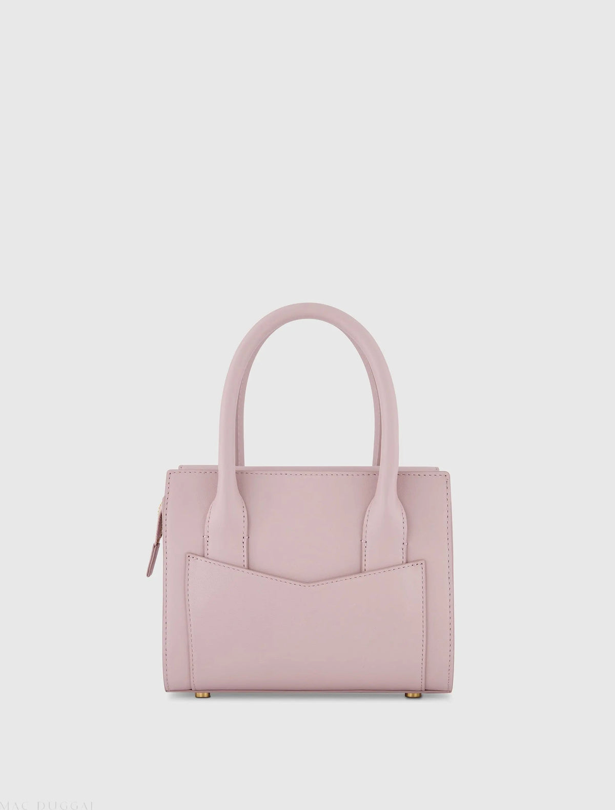 Purple Small Leather Tote Bag With Gold Hardware