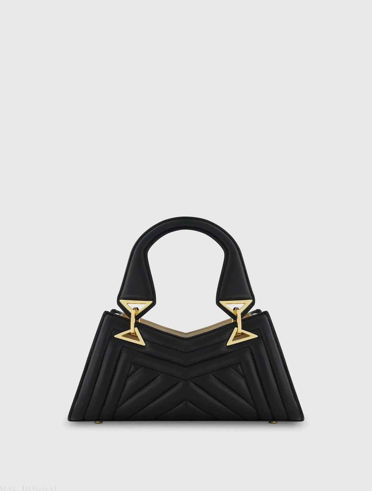 Black Angular Quilted Napa Leather Handbag