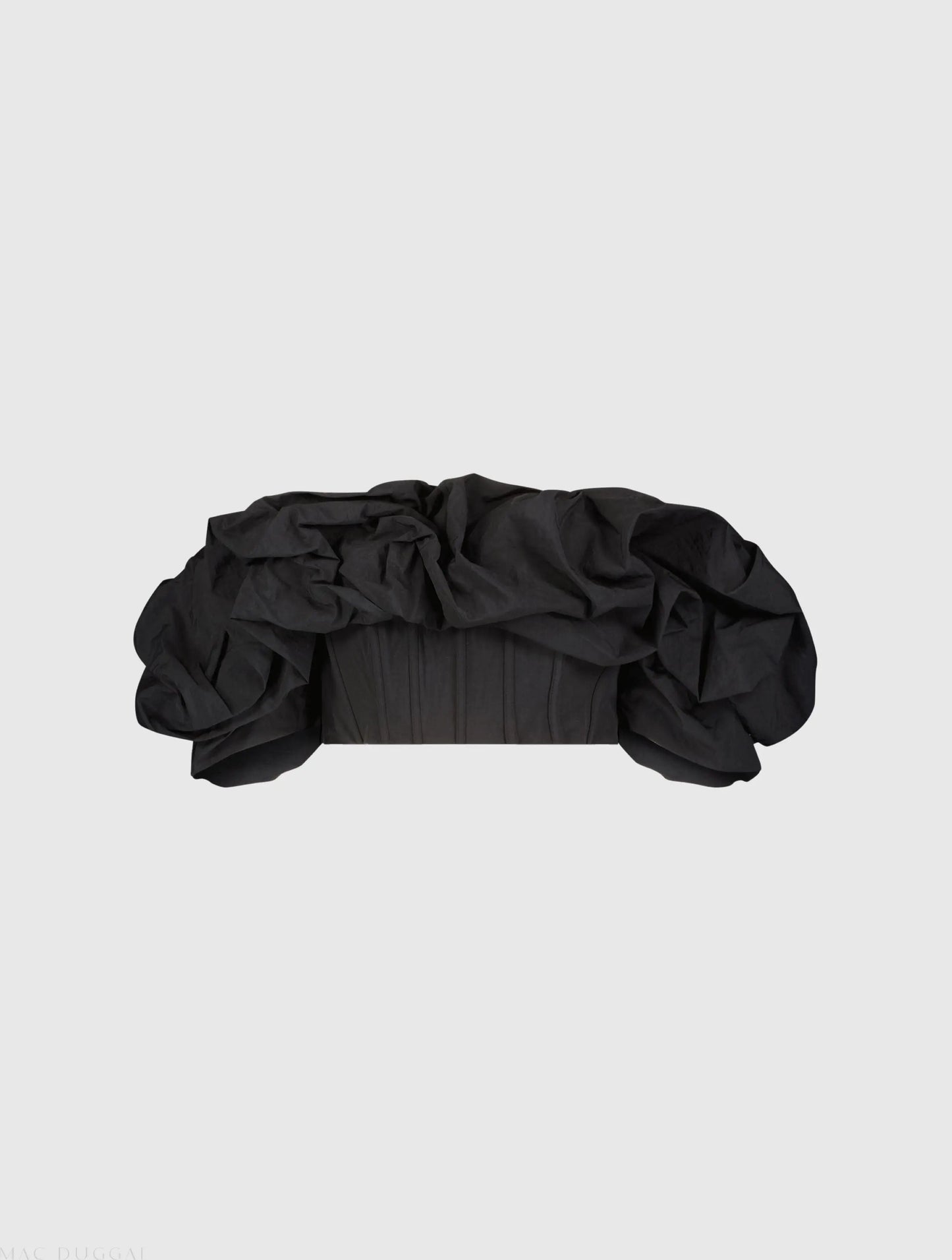 Black Faille Off The Shoulder Bustier Ruffle Top - FINAL SALE