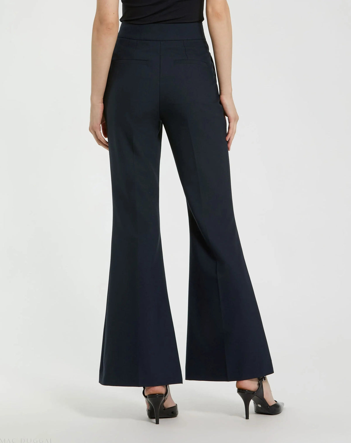 Navy Classic Crepe Flared Trouser Pant
