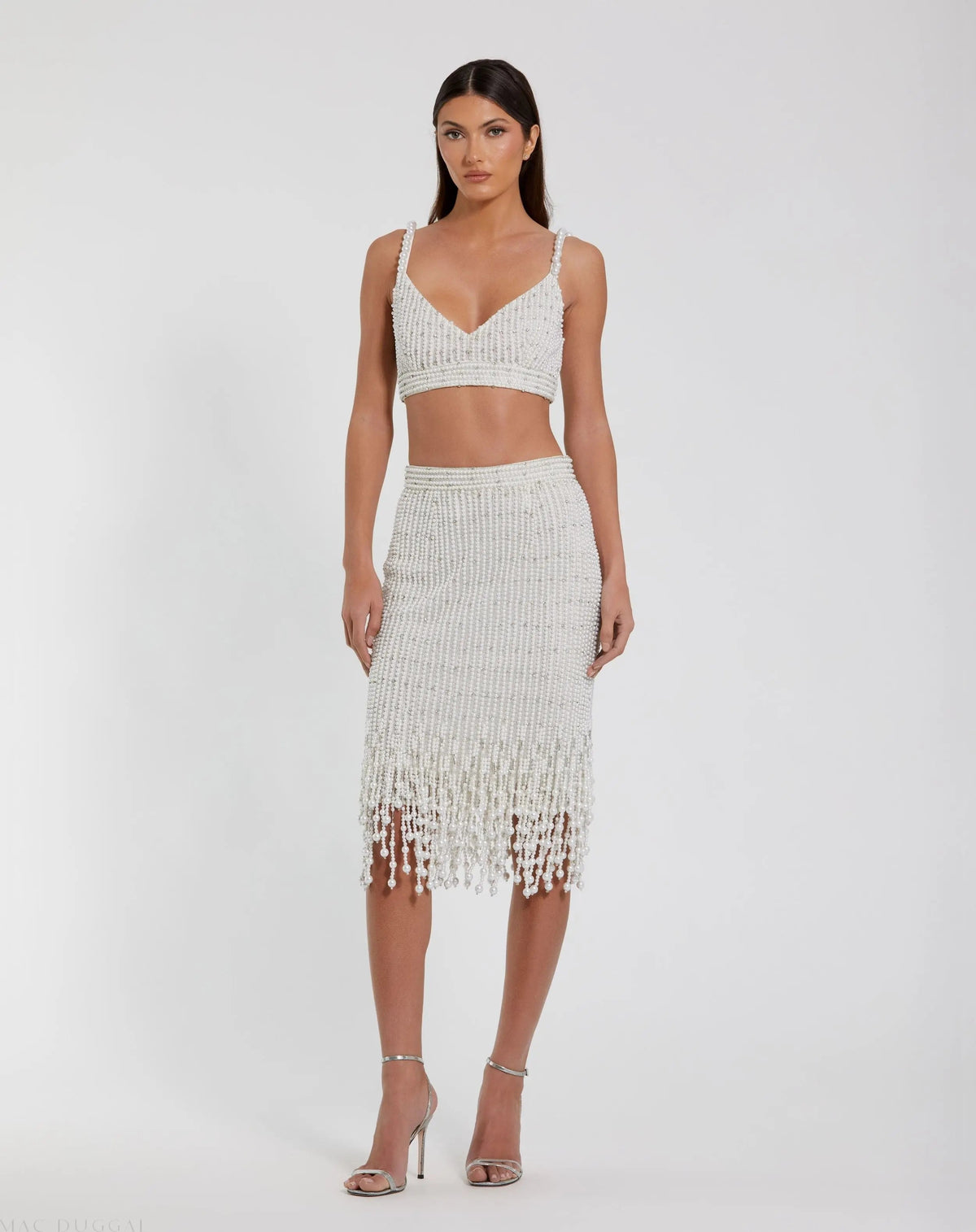 White Pearl Beaded Bra Top